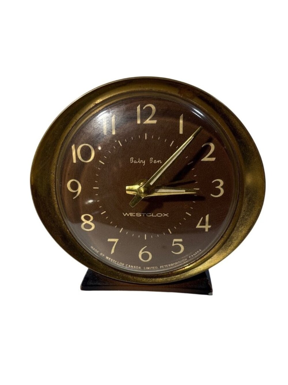 Westclox Baby Ben Alarm Clock Brown & Gold Finish Retro Decor Vintage Tested